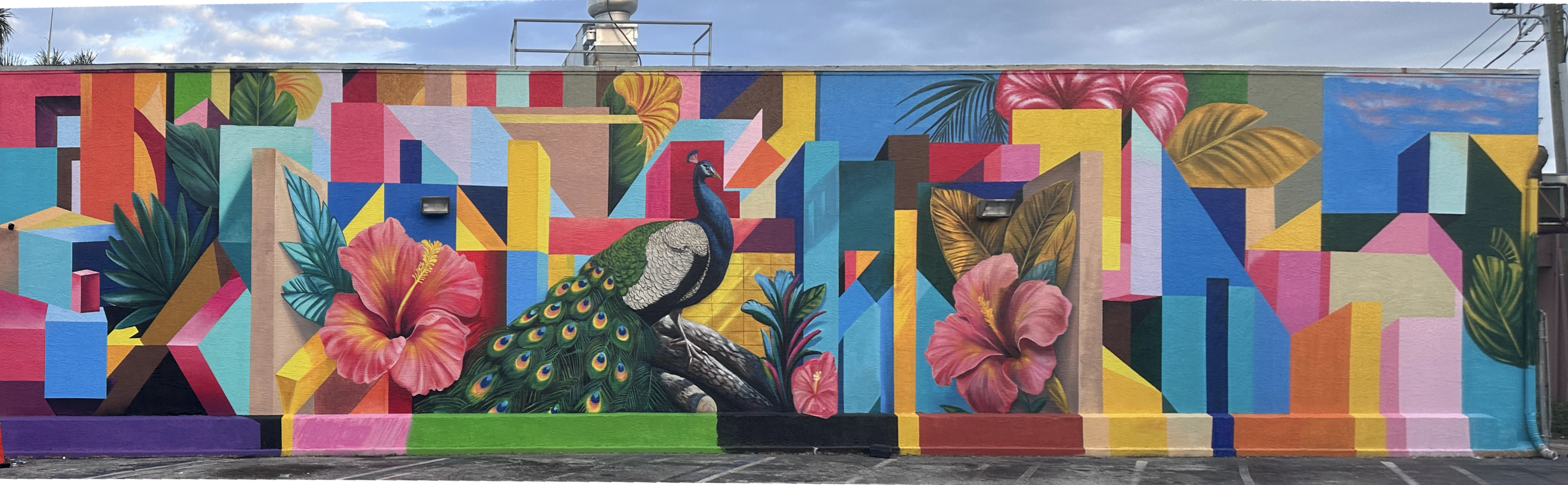 Peacock Geometric Mural